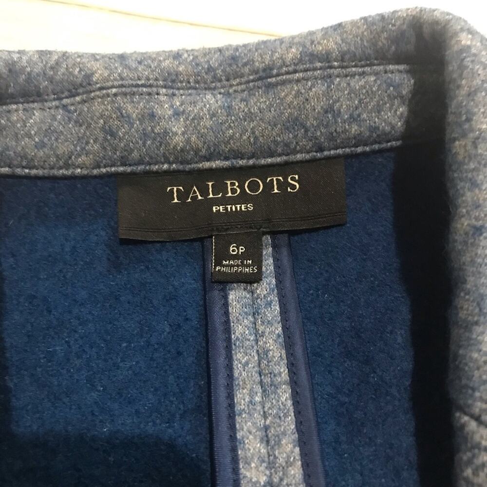 Talbots Wool Blend Blazer Jacket Stone‎ Dusty Blue Size 6 Petite - Picture 2 of 4